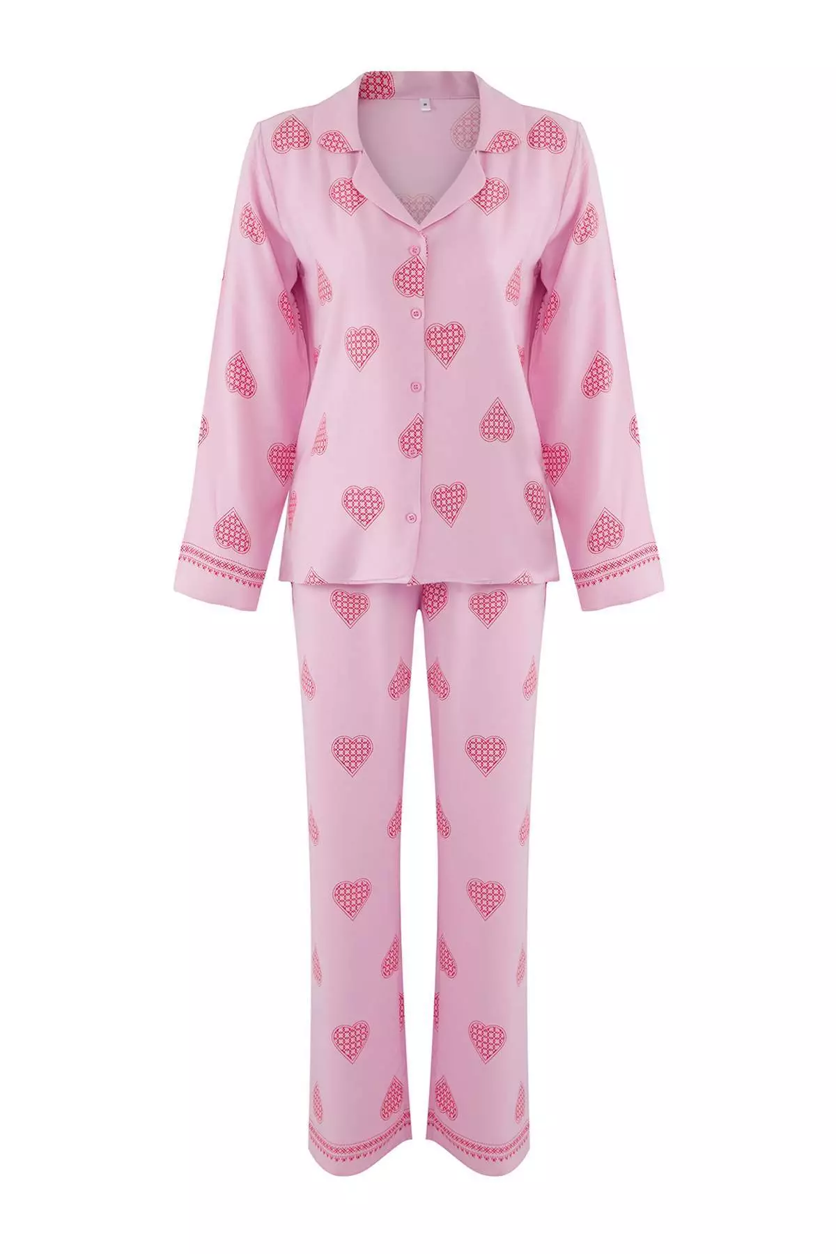 Pink 100% Cotton Heart Woven Pajama Set Thmaw26Pt00025