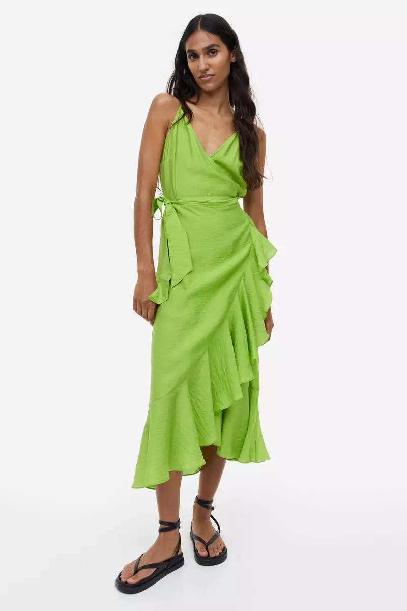 Flounce cheap wrap dress