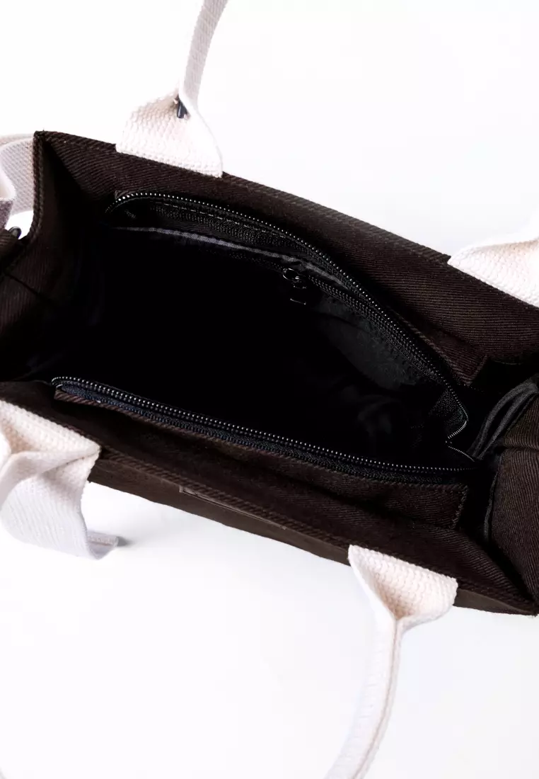 Tas Selempang Sling Bag Wanita Bahan Kanvas Penutup Resleting Rana Series Coklat Tua