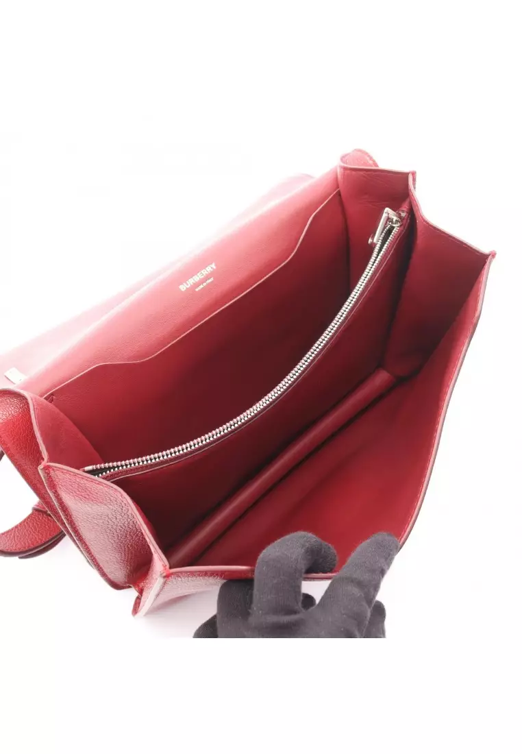 Pre-Loved Burberry TB logo Shoulder bag leather Red