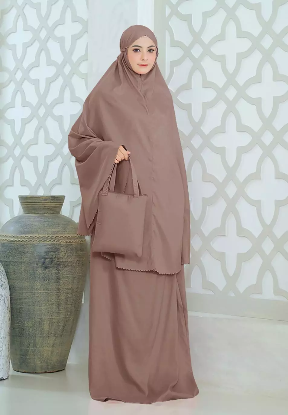 Zelena - Mukena Basic Sabira Lasercut 2in1 Prayer Set - Dewasa