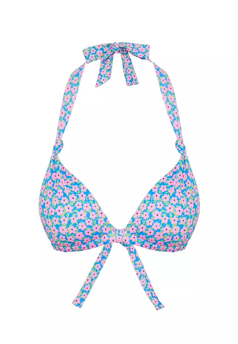 Trendyol Floral Patterned Triangle Knotted Bikini Top 2025 | Buy ...
