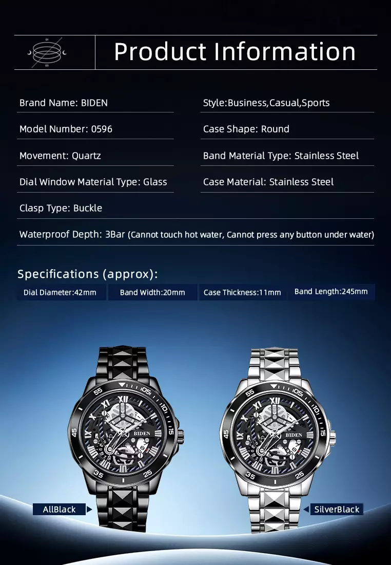 Jam Tangan Pria Original Kalendar Anti Air Tali Stainless Steel Jam Tangan Cowok silverblack