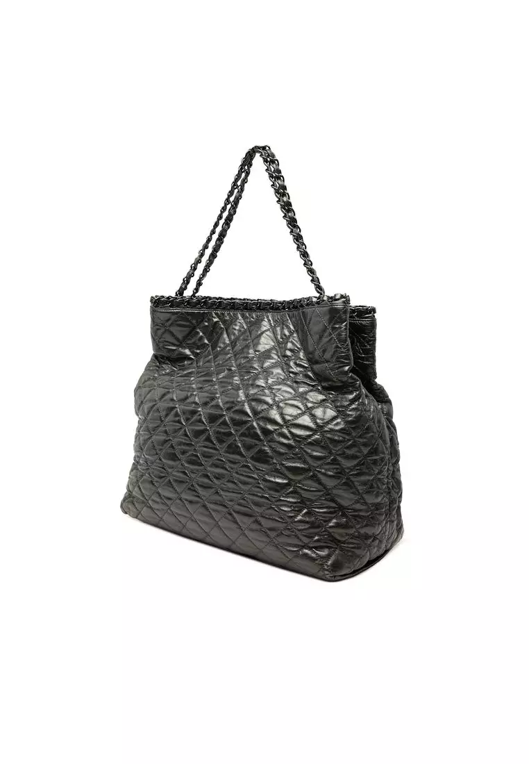 Pre-Loved Chanel Large Glazed Calfskin Quilted Chain Me Tote
