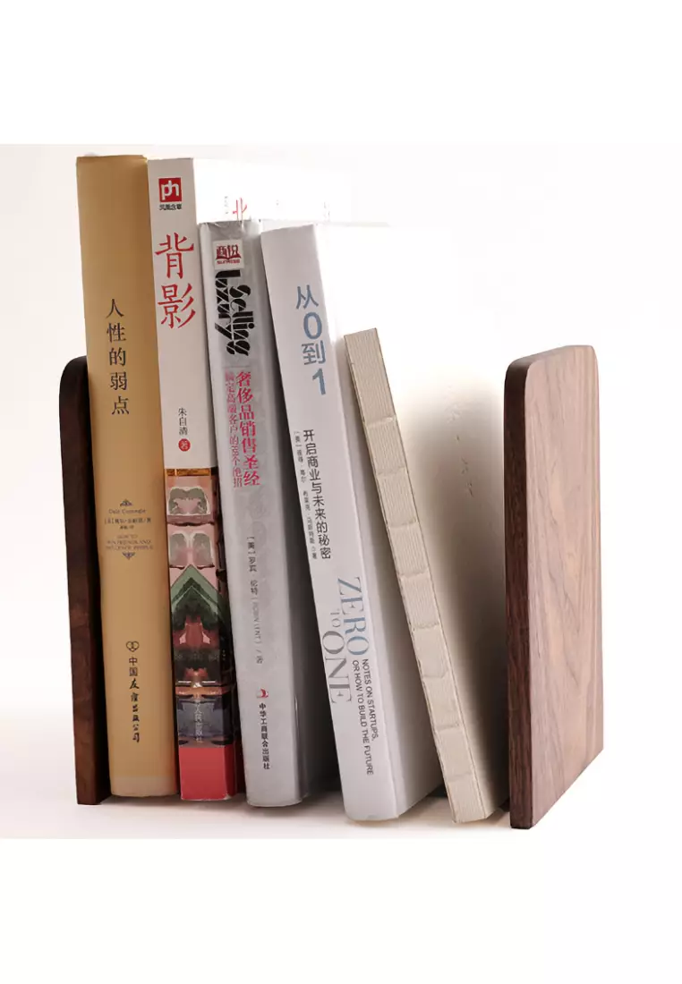 Buy DILAS HOME 2pc Walnut Wood Bookend Stand Set (Big) Online ZALORA