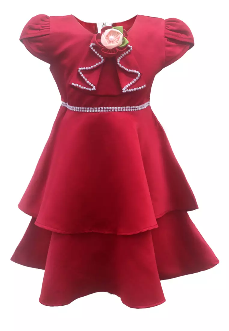 Two Mix Dress Anak Perempuan Bahan Satin Premium Usia 1-12 Tahun Y876
