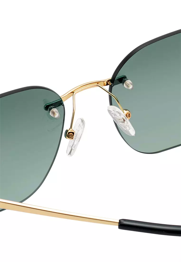 Passang Unisex Fashion Square Frame Sunglasses Frameless Glasses - Green