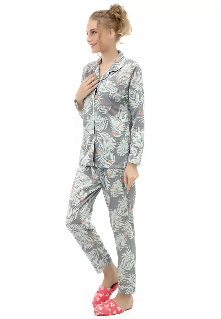 Vance Setelan Piyama Baju Tidur Wanita Lengan Panjang Motif Flamingash Material Cotton ORIGINAL - Multi Warna