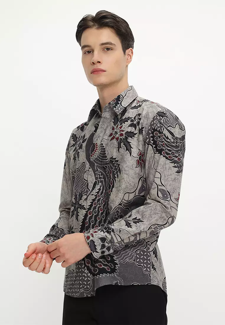 Kemeja Batik Pria Slimfit Rajasanagara - Grey