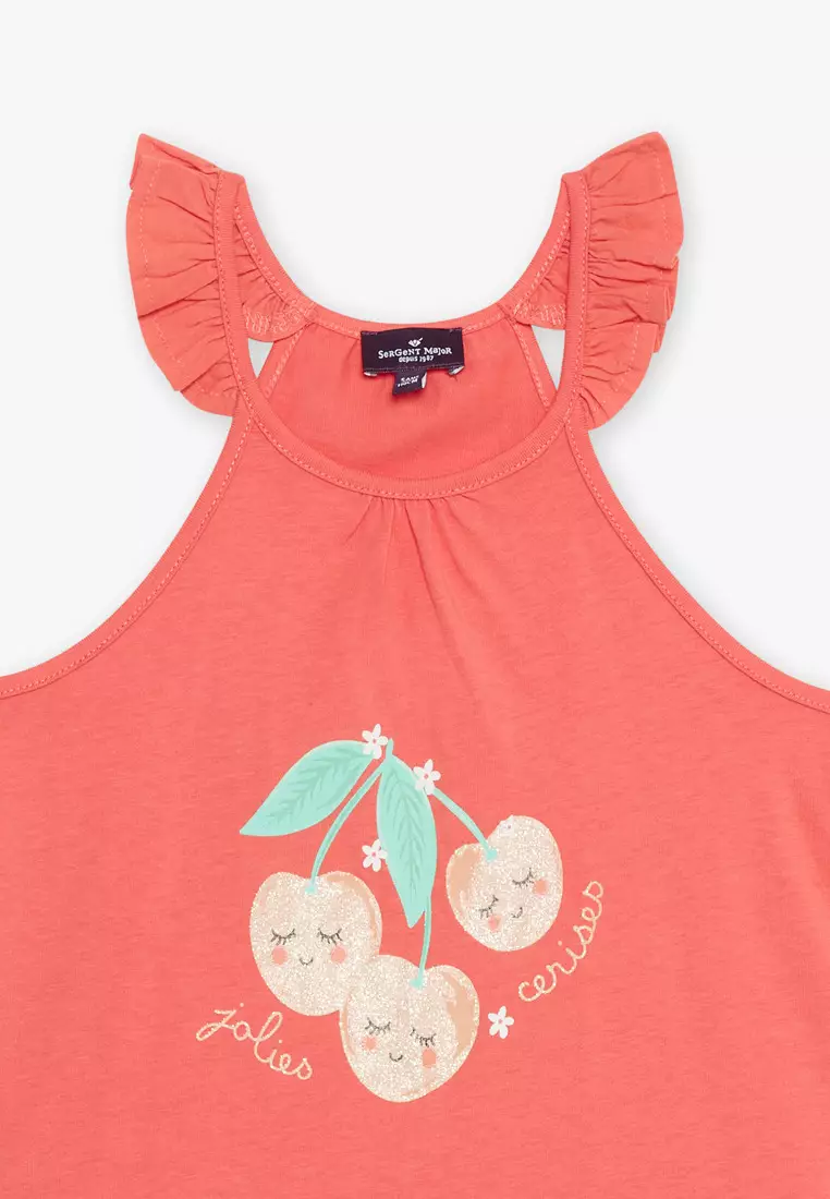 Cherry Pattern Top and Skirt Set