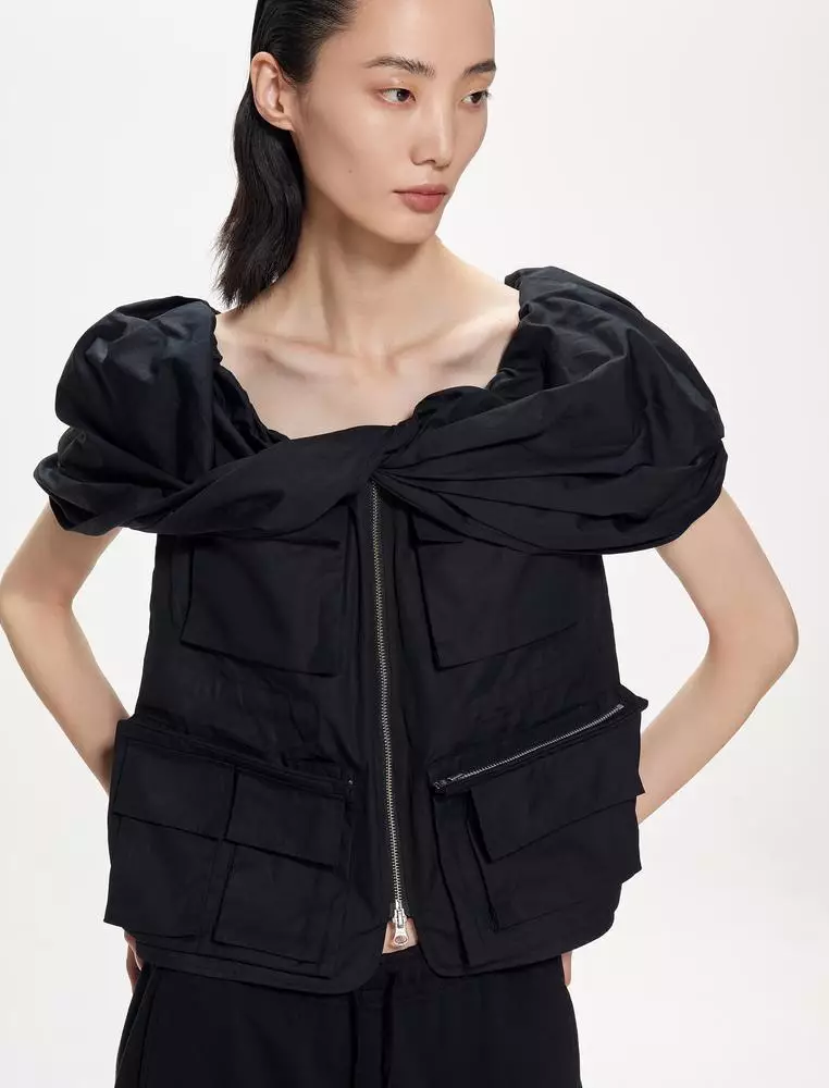 Plain Weave V-Neck Elegant Sleeveless Top