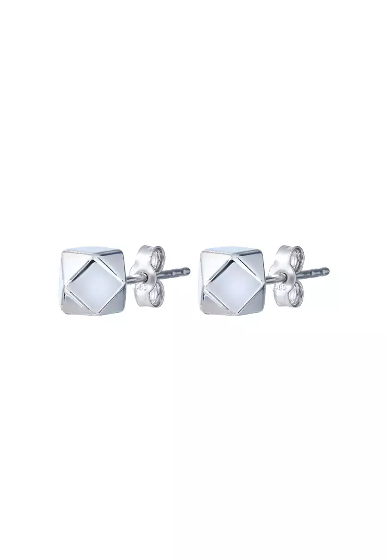 TOMEI Edge Earrings, White Gold 585