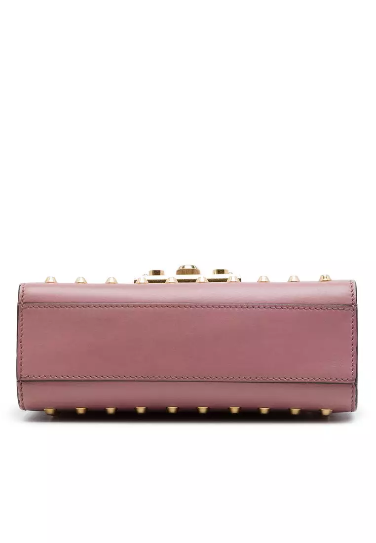 Pre-Loved Gucci Small Pearl Studded Leather Padlock Crossbody