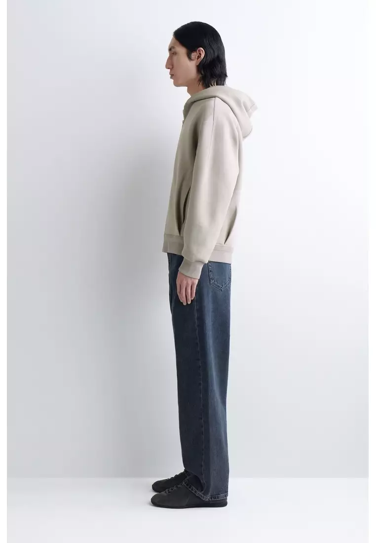 COTTON-PIQUÉ ZIP-UP HOODIE