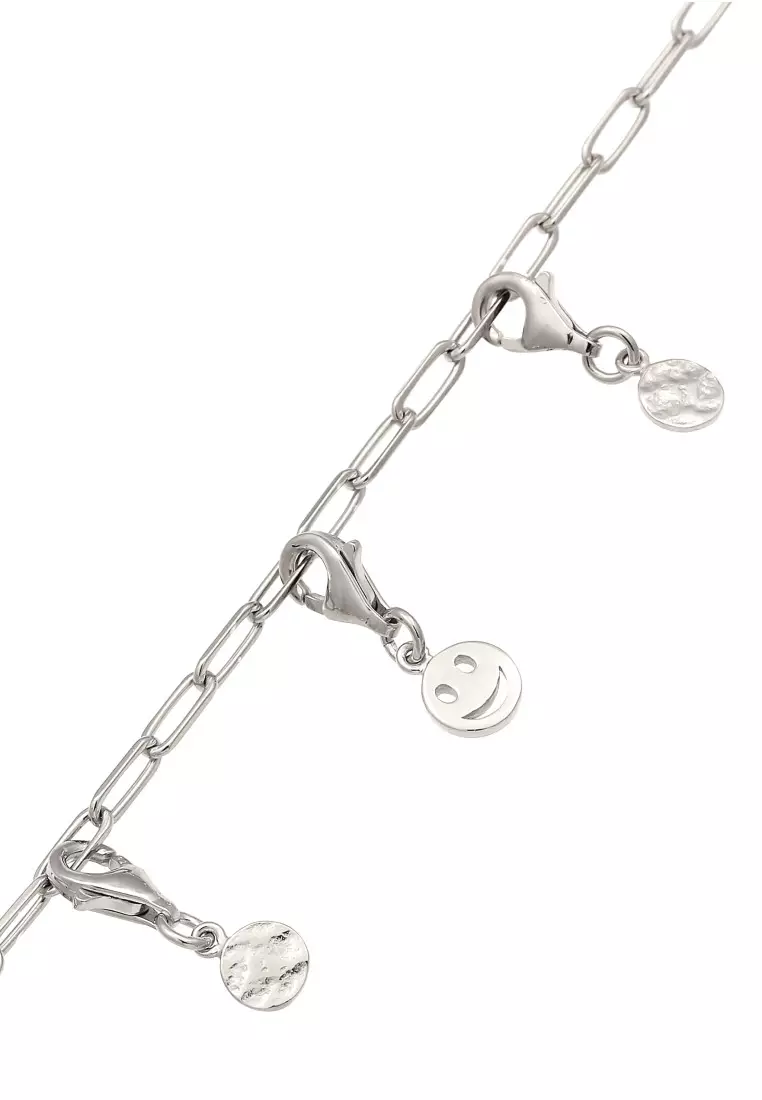 EXCLUSIVE Gelang Perhiasan Perak 925 Pria Smiling Face Long Link Chain