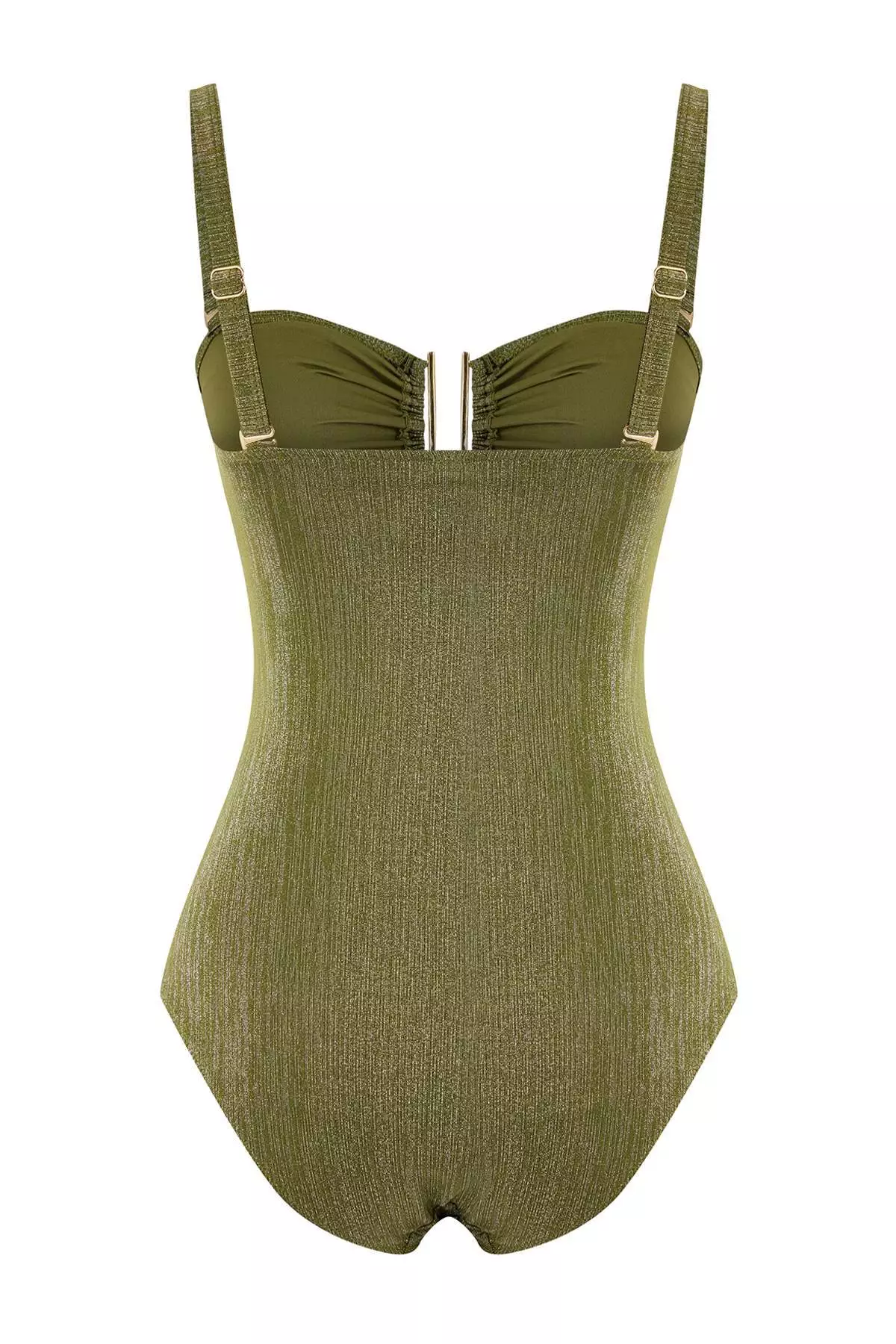 Khaki Strapless Covered Regular Swimsuit With Glitter Accessories Tbess26Ma7