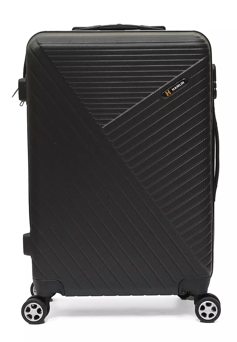 Isvara Tas Koper Hardcase Fiber One Set Unisex Large Compartment Suitcase Code Lock System Material ABS+PVC Coated ORIGINAL - Black