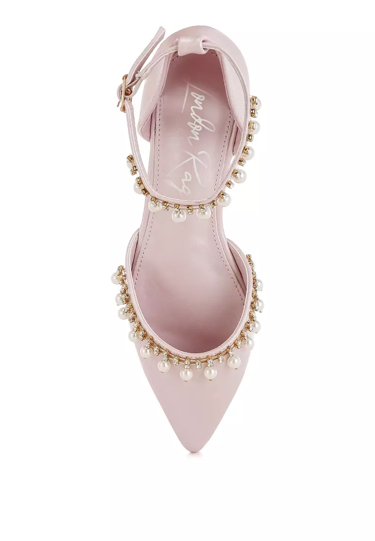 Sandal Datar Tali Pergelangan Kaki Mutiara & Berli