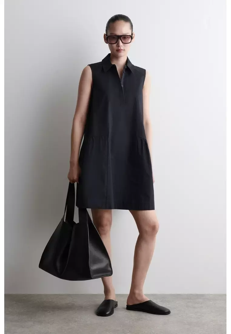 SLEEVELESS MINI SHIRT DRESS