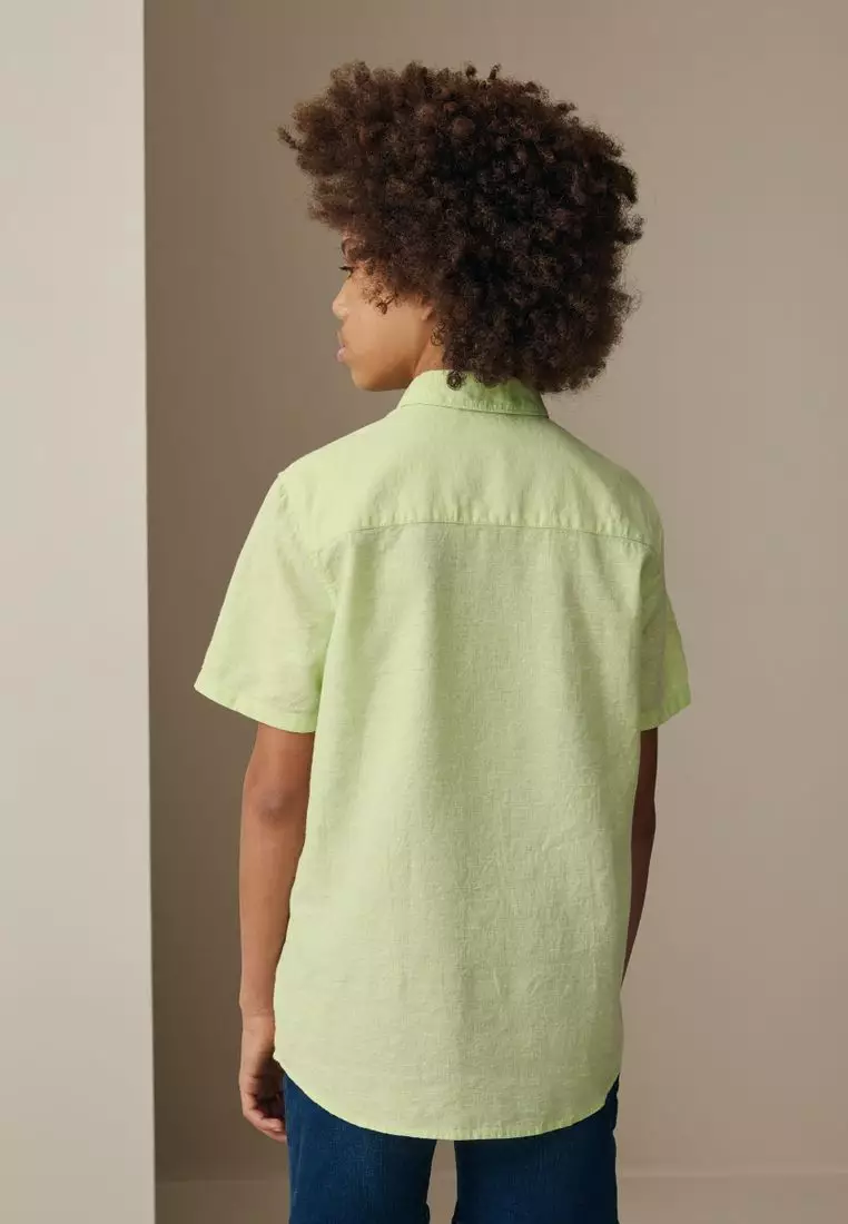 Short Sleeve Linen Blend Shirt