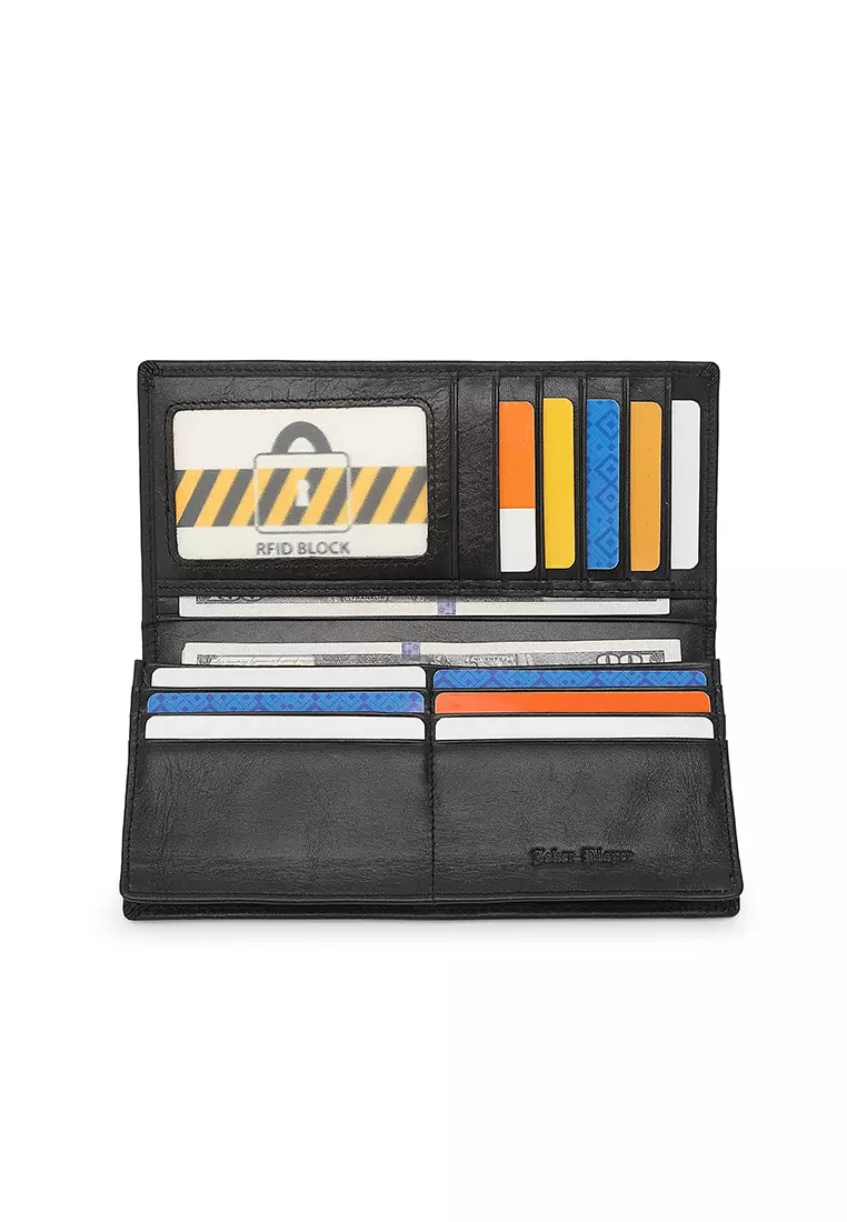 Men's Genuine Leather RFID Blocking Bi Fold Wallet  (Dompet Bi Fold Pria Kulit Genuine RFID Blocking) - Hitam