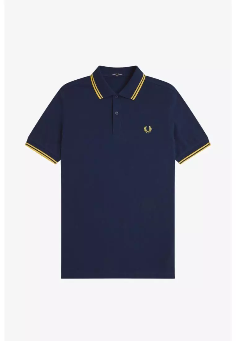 Fred Perry M3600 Twin Tipped Fred Perry Shirt (Tennis Blue / Lemon Barley)