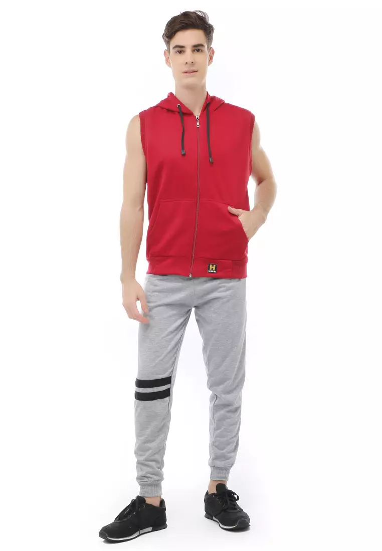 Clover Jacket Pria Rompi Zipper Polos Material Fleece ORIGINAL - Maroon