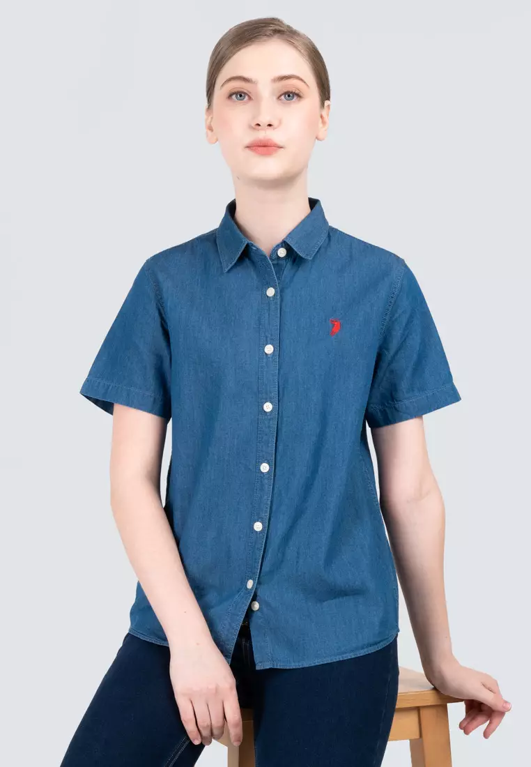 Polo Haus - Women’s Signature Fit Denim Short Sleeve Shirt WWSSV004