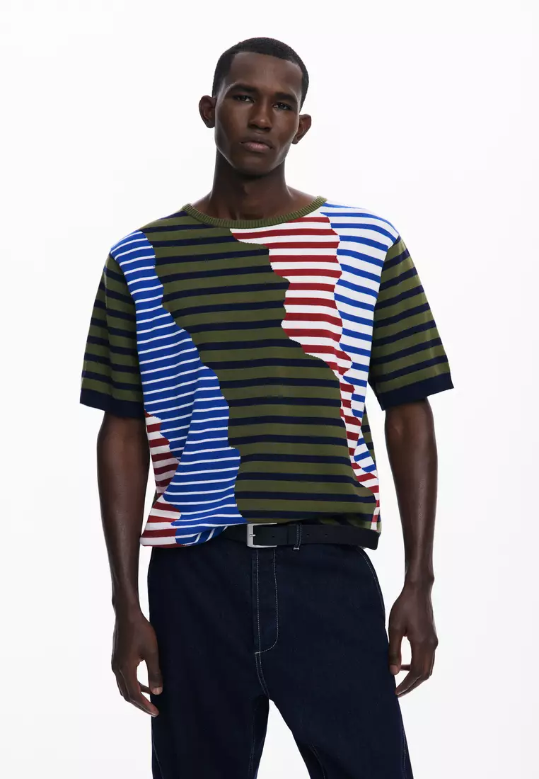 Asymmetric striped T-shirt