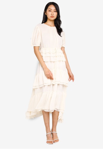 H&M white Tiered Chiffon Dress D9B21AAB9C2D3DGS_1