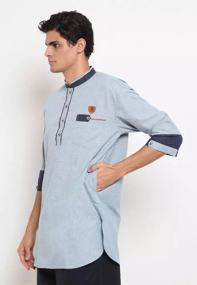 Zayidan Baju Koko Gamis Muslim Pria Nazran - Blue