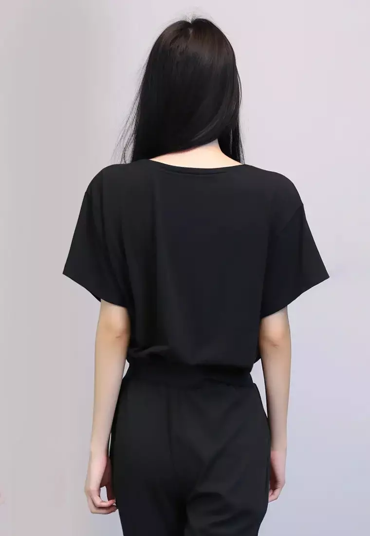 LTG35 Kaos gambar bunga mawar oversize olc "share the love" hitam