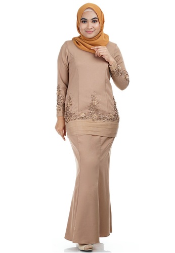 Bellisa Kurung with Layered Pleated Hem from Ashura in Brown