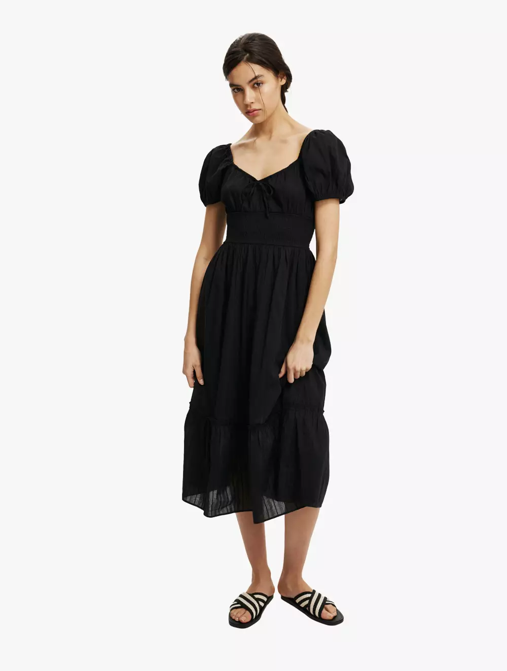 Cotton On -  Pakaian Wanita  - Charlotte Maxi Dress - Black Texture