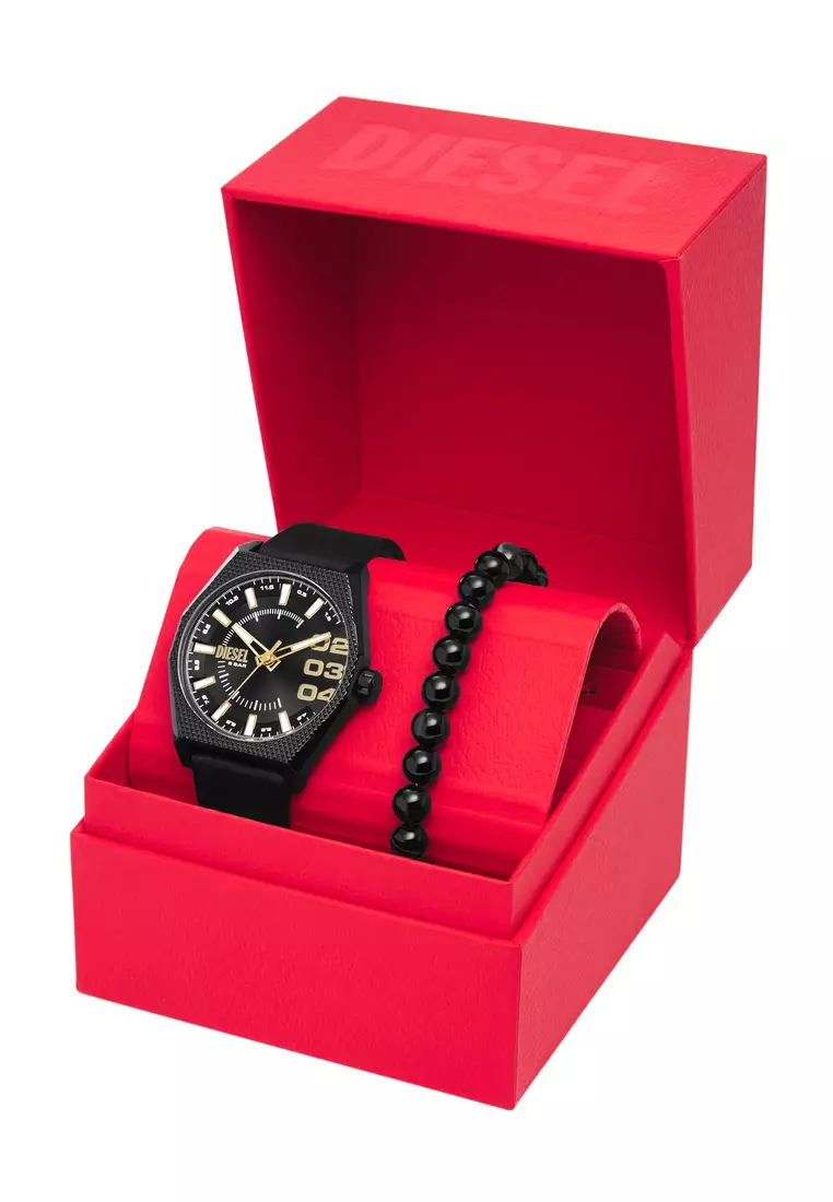 Diesel Men's Scraper Analog Watch DZ2210SET Quartz, Black Case, Not  Specified Dial, 22 MM Black Leather Band