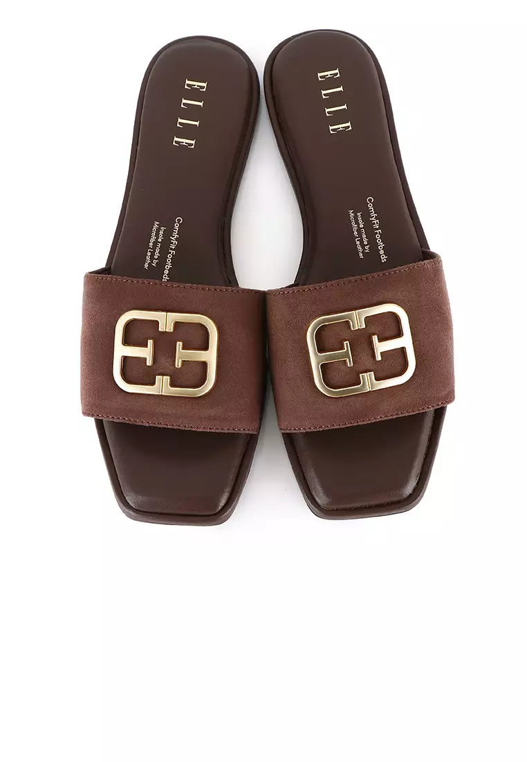 Lea Faux Suede Comfy Fit Footbed Microfiber Leather Sandals