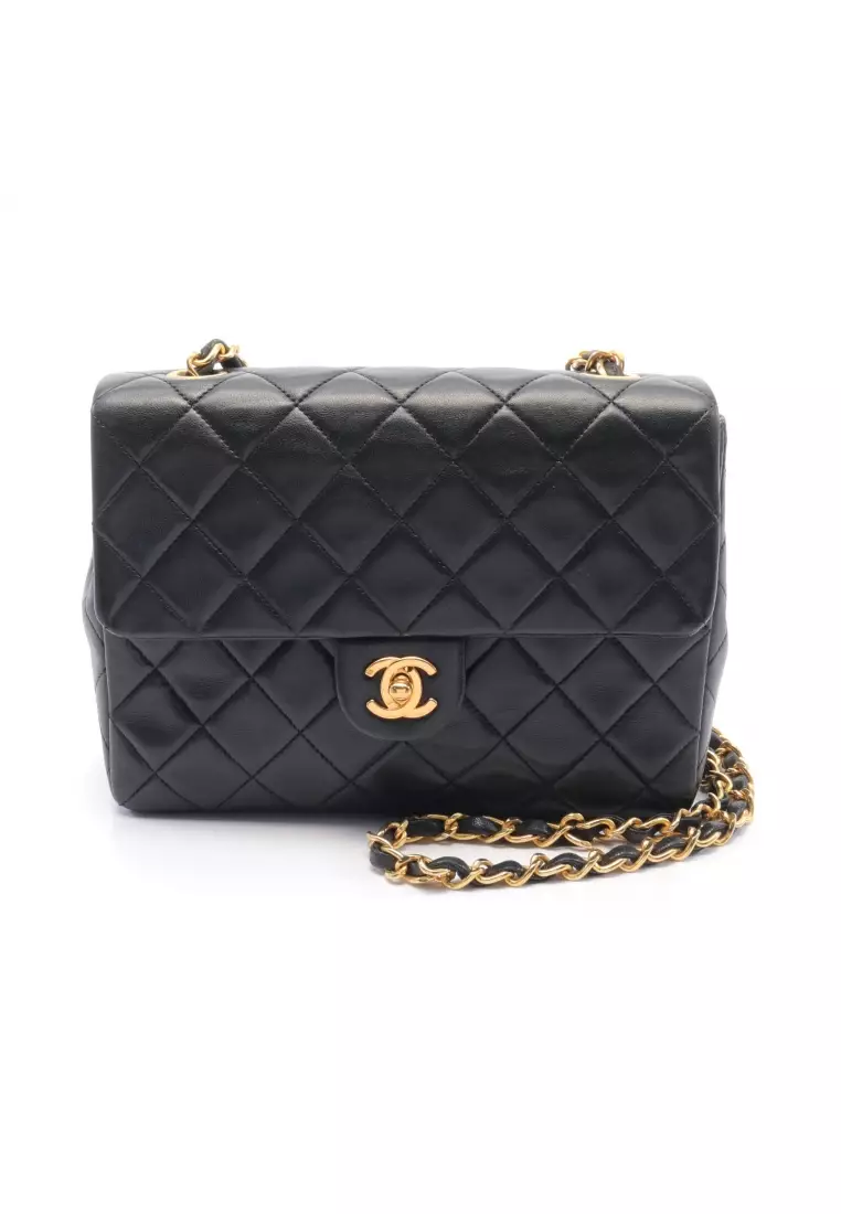 Chanel Navy Blue Leather Chain Strap Vintage Bag