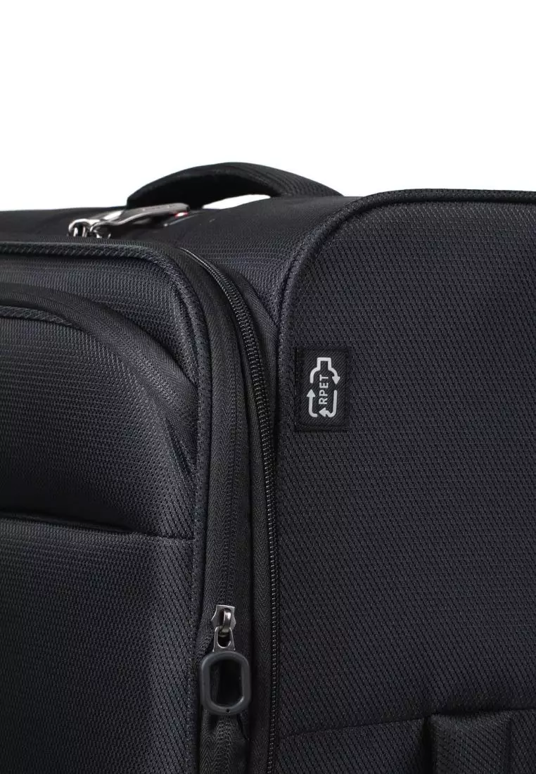 Crossing RECO Recycled Lightweight Soft Case Medium Luggage T26 - Black