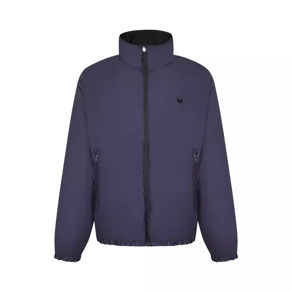 Re-Nylon Down Reversible Jacket with High Collar Black