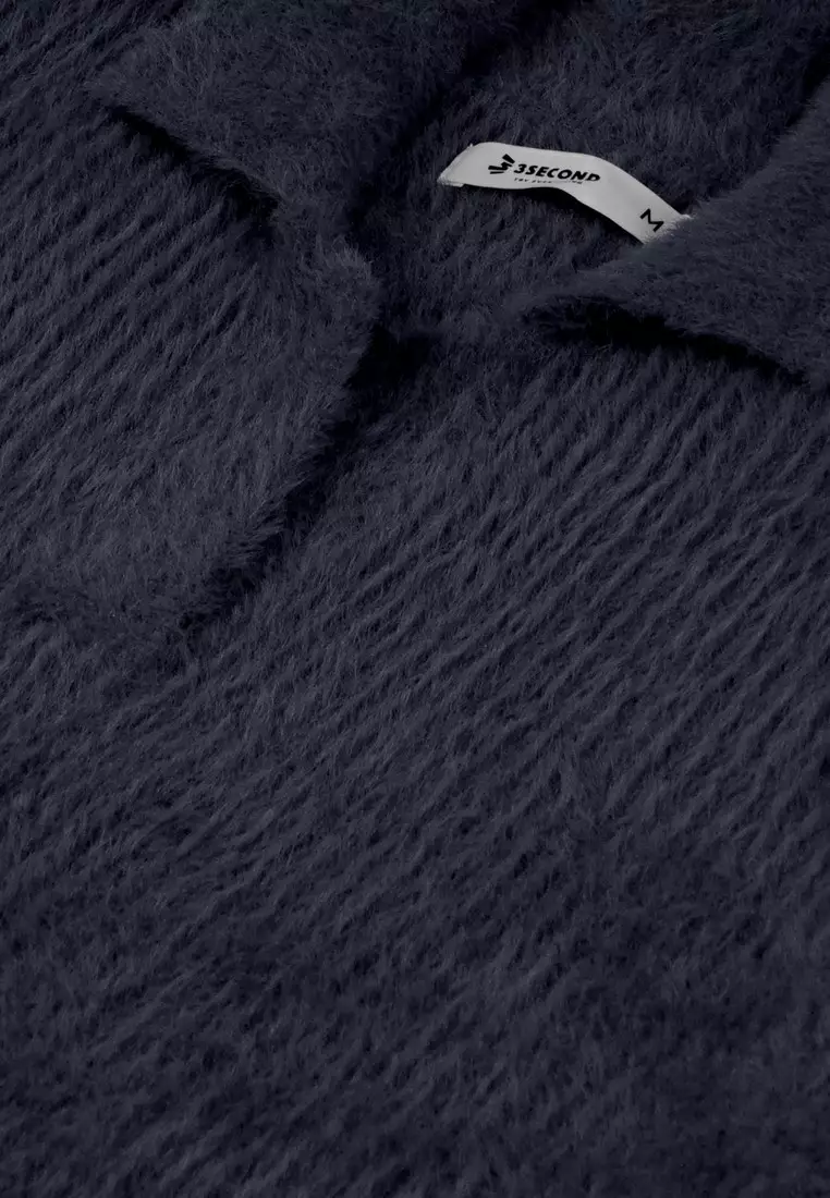 3Second Women's Polo V-Neck Shirt Knitwear Nylon C031123