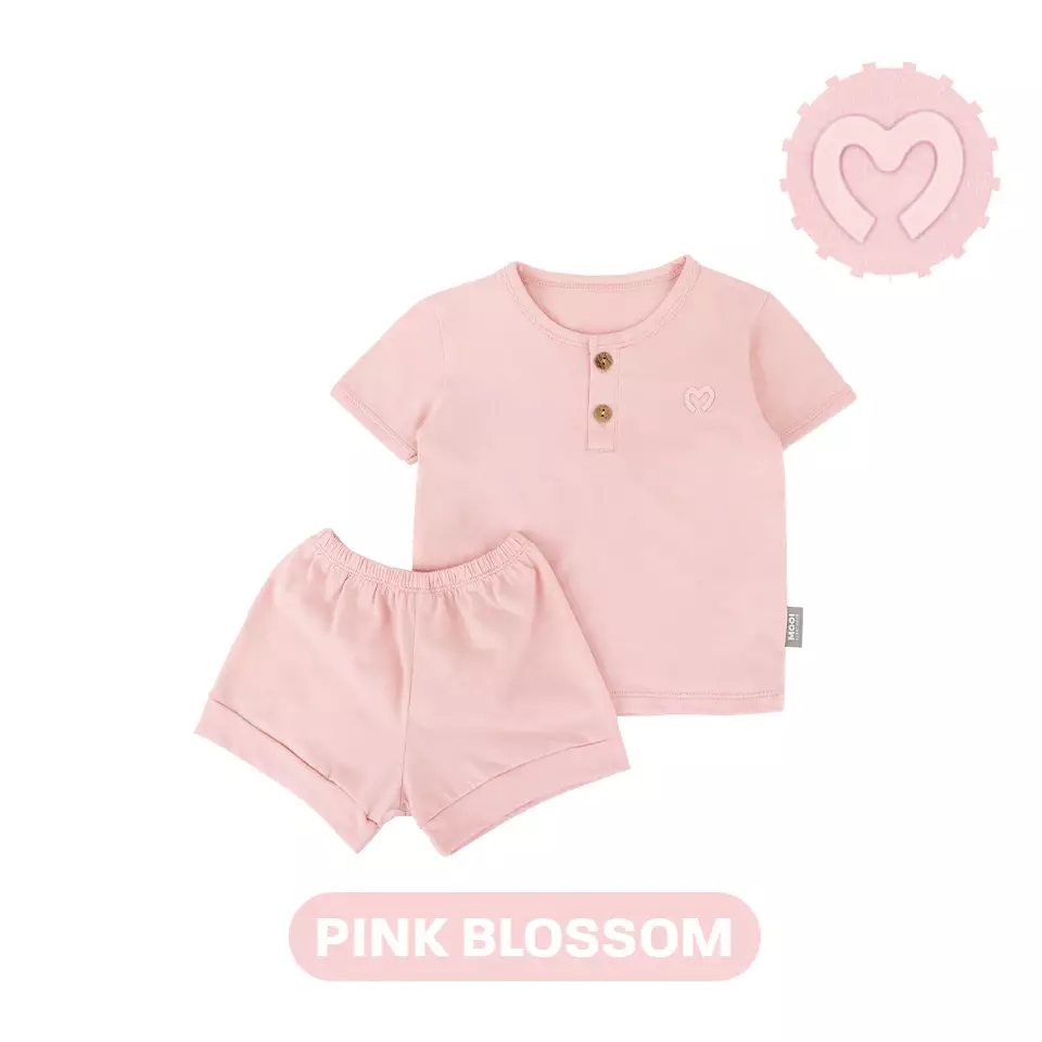 Mooi Setelan Bayi Comfy Baby Short Basic Set - Pink Blossom