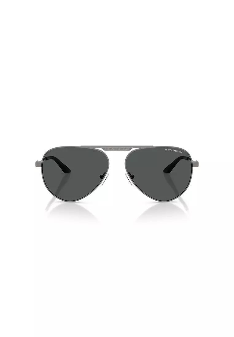 Unisex's Pilot Frame Matte Gunmetal Metal Sunglasses - AX2060S