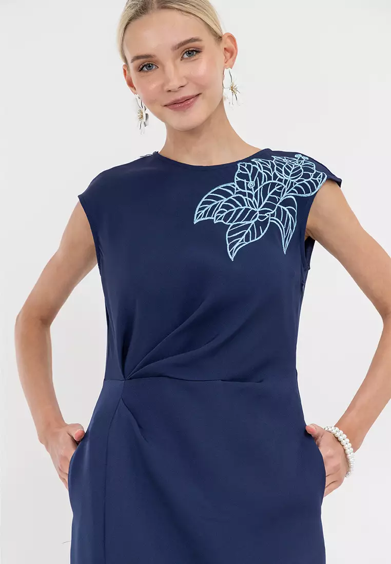 DAZIRA Filipiniana Embroidered Bougainvillea Maxi Dress
