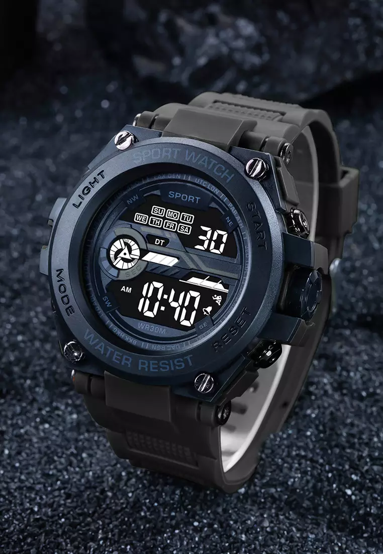 Jam Tangan Pria M0006 Analog&Digital Original Tali Silikon Anti Air Jam Tangan Cowok black