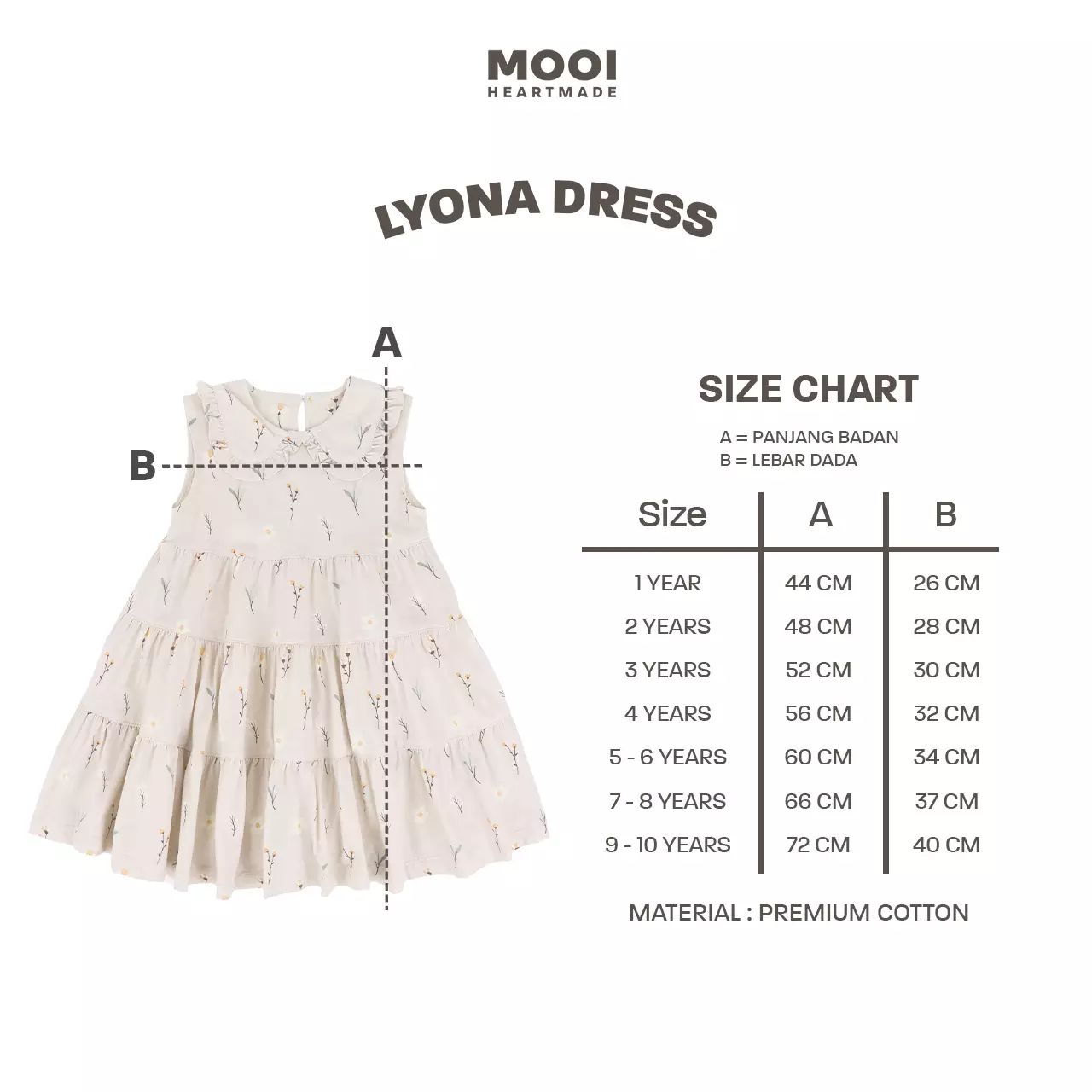 Mooi Dress Anak Perempuan Lyona Dress - Latte