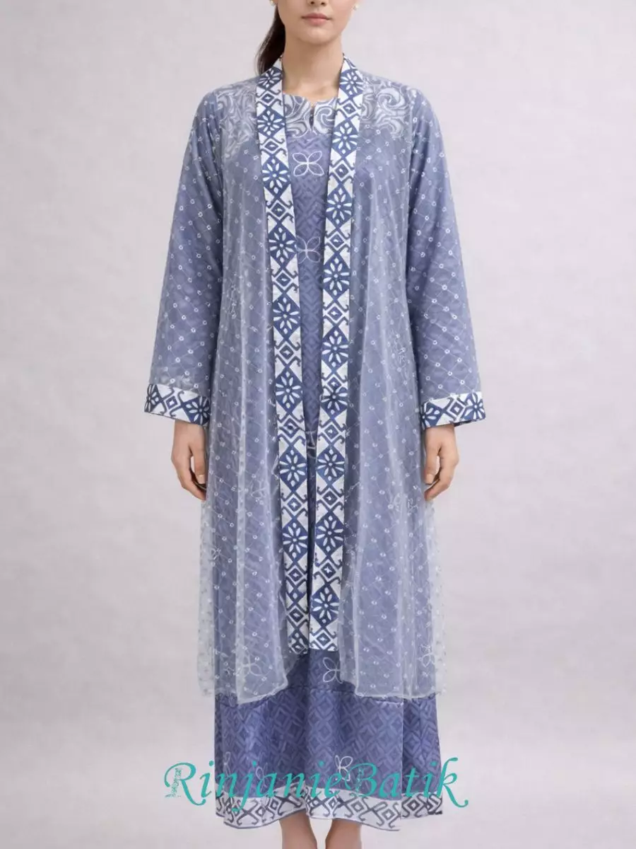 Rinjanie Batik - GMOT AS - Gamis Outer Raya Awan Sahaja - Batik Cap