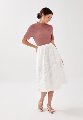 Love, Bonito white Carlene Textured Midi Skirt F4B40AAB9C7FE9GS_1