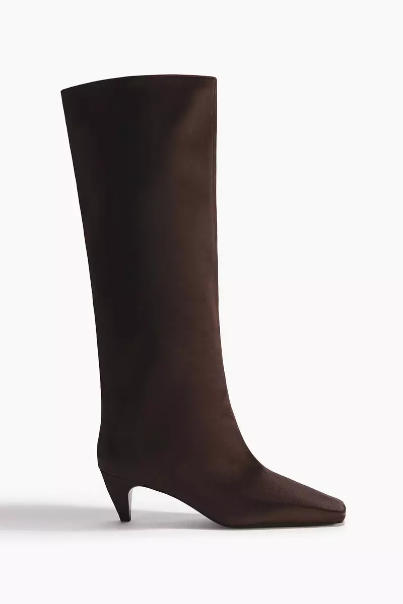 Satin knee-high boots