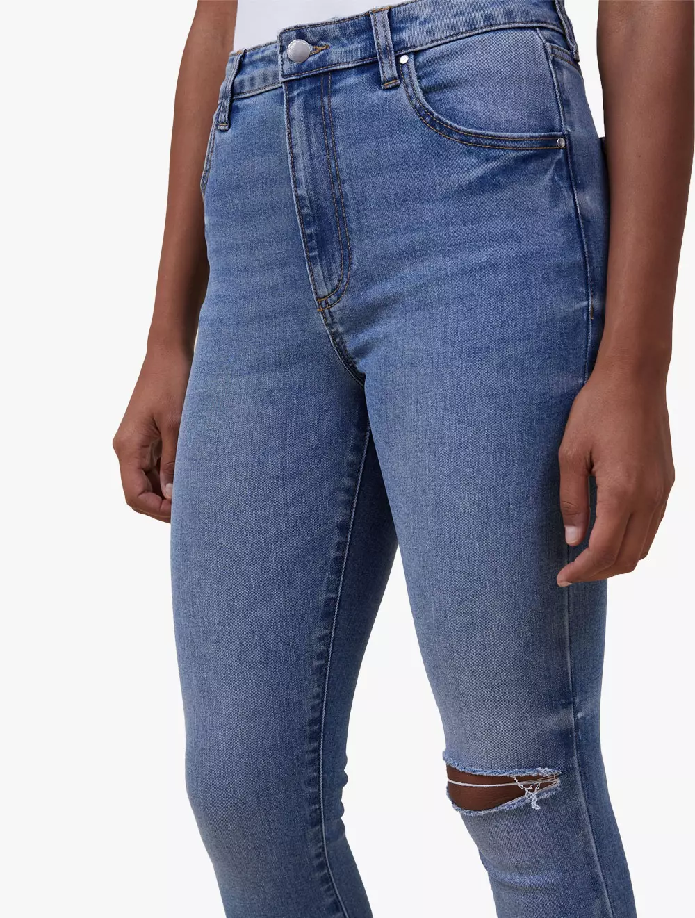Cotton On -  Pakaian Wanita  - High Rise Cropped Skinny Jean - Surfers Blue Rip