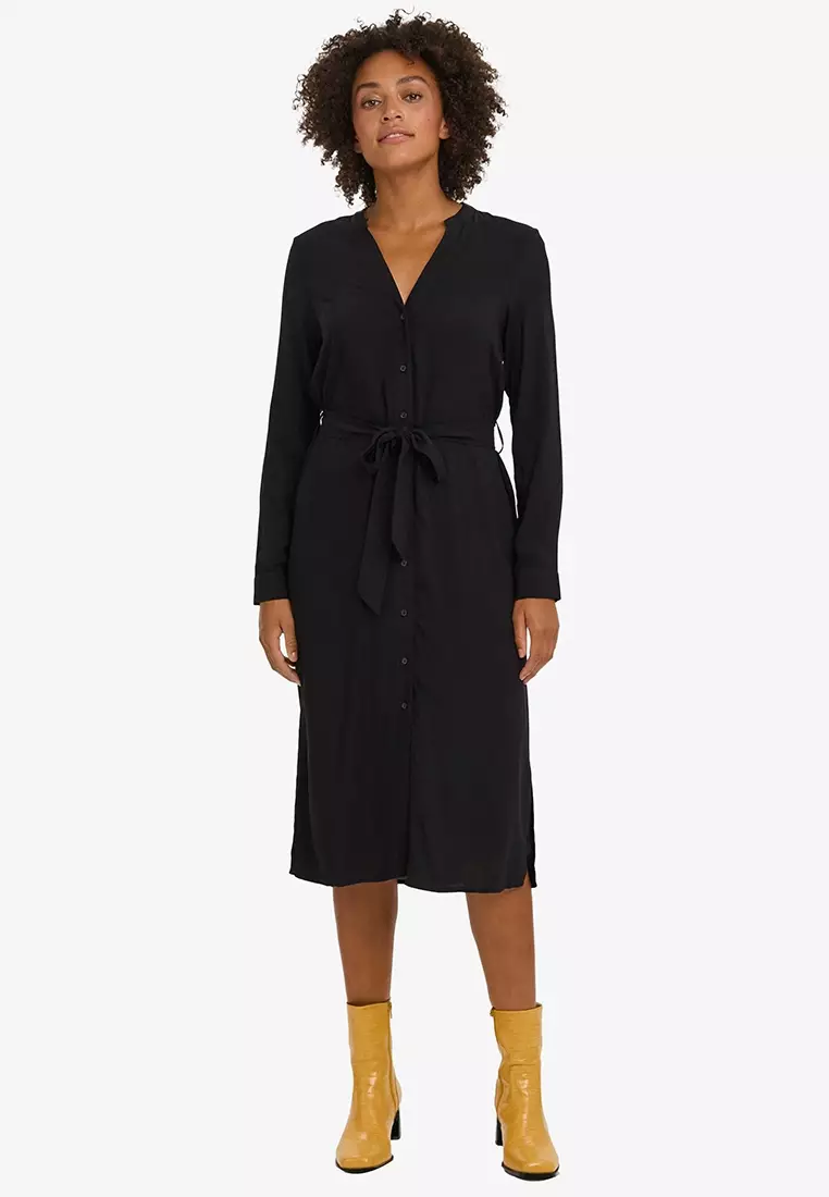 Vica Long Sleeves Shirt Calf Dress
